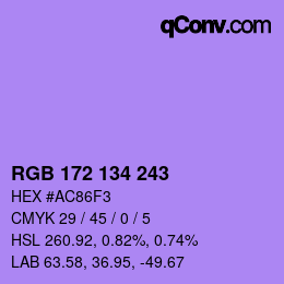 Color code: RGB 172 134 243 | qconv.com