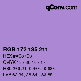 Color code: RGB 172 135 211 | qconv.com