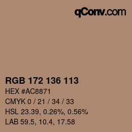 Color code: RGB 172 136 113 | qconv.com