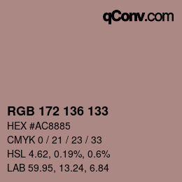 Color code: RGB 172 136 133 | qconv.com