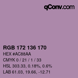 Color code: RGB 172 136 170 | qconv.com