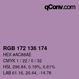 Color code: RGB 172 136 174 | qconv.com