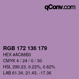 Color code: RGB 172 136 179 | qconv.com