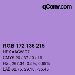 Color code: RGB 172 136 215 | qconv.com