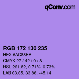 Color code: RGB 172 136 235 | qconv.com