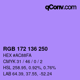 Color code: RGB 172 136 250 | qconv.com