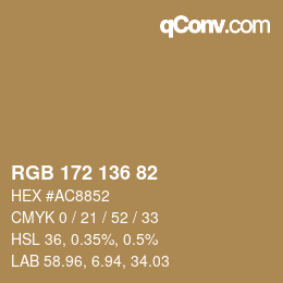 Color code: RGB 172 136 82 | qconv.com