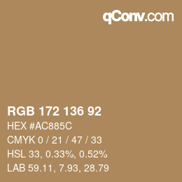 カラーコード: RGB 172 136 92 | qconv.com