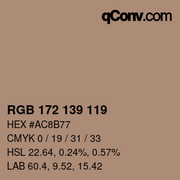 Farbcode: RGB 172 139 119 | qconv.com