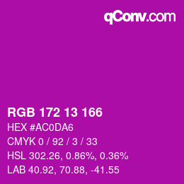 Color code: RGB 172 13 166 | qconv.com