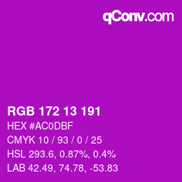 Color code: RGB 172 13 191 | qconv.com