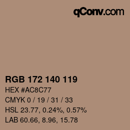 Code couleur: RGB 172 140 119 | qconv.com
