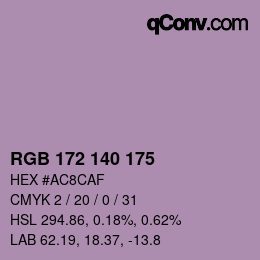 Color code: RGB 172 140 175 | qconv.com