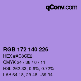 カラーコード: RGB 172 140 226 | qconv.com