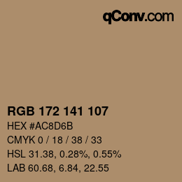 Color code: RGB 172 141 107 | qconv.com
