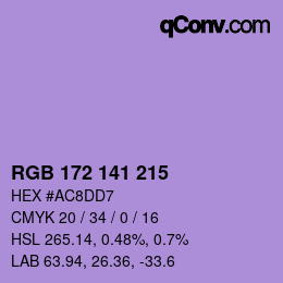 カラーコード: RGB 172 141 215 | qconv.com