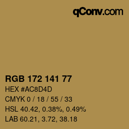 颜色代码: RGB 172 141 77 | qconv.com