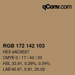 Color code: RGB 172 142 103 | qconv.com