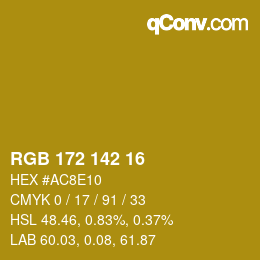 カラーコード: RGB 172 142 16 | qconv.com
