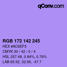 Color code: RGB 172 142 245 | qconv.com