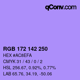 Color code: RGB 172 142 250 | qconv.com