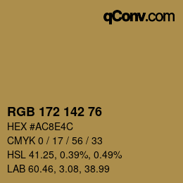 Color code: RGB 172 142 76 | qconv.com