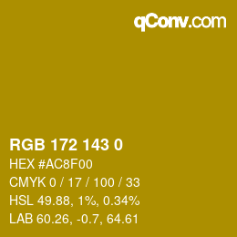 Color code: RGB 172 143 0 | qconv.com