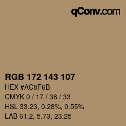 カラーコード: RGB 172 143 107 | qconv.com