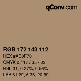 Farbcode: RGB 172 143 112 | qconv.com
