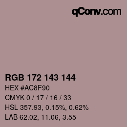 Color code: RGB 172 143 144 | qconv.com