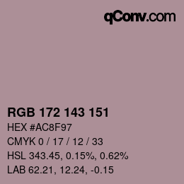 Color code: RGB 172 143 151 | qconv.com