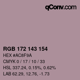 カラーコード: RGB 172 143 154 | qconv.com