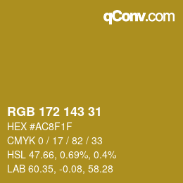 カラーコード: RGB 172 143 31 | qconv.com
