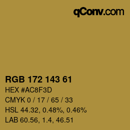 Color code: RGB 172 143 61 | qconv.com