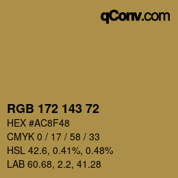 Color code: RGB 172 143 72 | qconv.com