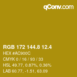 カラーコード: RGB 172 144.8 12.4 | qconv.com