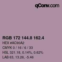 カラーコード: RGB 172 144.8 162.4 | qconv.com