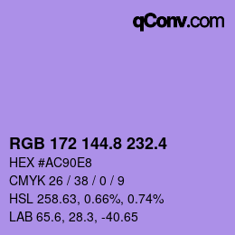 カラーコード: RGB 172 144.8 232.4 | qconv.com