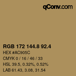 カラーコード: RGB 172 144.8 92.4 | qconv.com