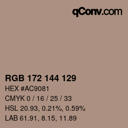 Farbcode: RGB 172 144 129 | qconv.com