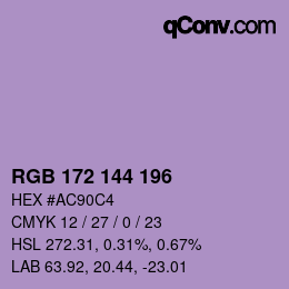 Farbcode: RGB 172 144 196 | qconv.com