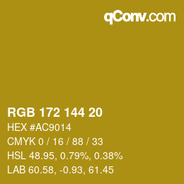 カラーコード: RGB 172 144 20 | qconv.com