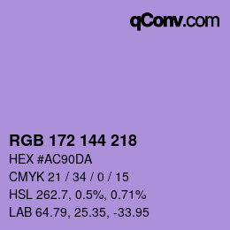 颜色代码: RGB 172 144 218 | qconv.com
