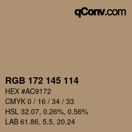 Color code: RGB 172 145 114 | qconv.com