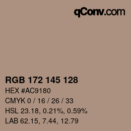 颜色代码: RGB 172 145 128 | qconv.com