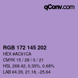 Código de color: RGB 172 145 202 | qconv.com