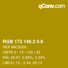 カラーコード: RGB 172 146.2 0.6 | qconv.com