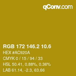 カラーコード: RGB 172 146.2 10.6 | qconv.com