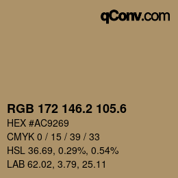 カラーコード: RGB 172 146.2 105.6 | qconv.com