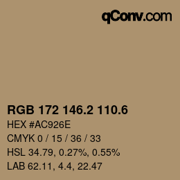 カラーコード: RGB 172 146.2 110.6 | qconv.com